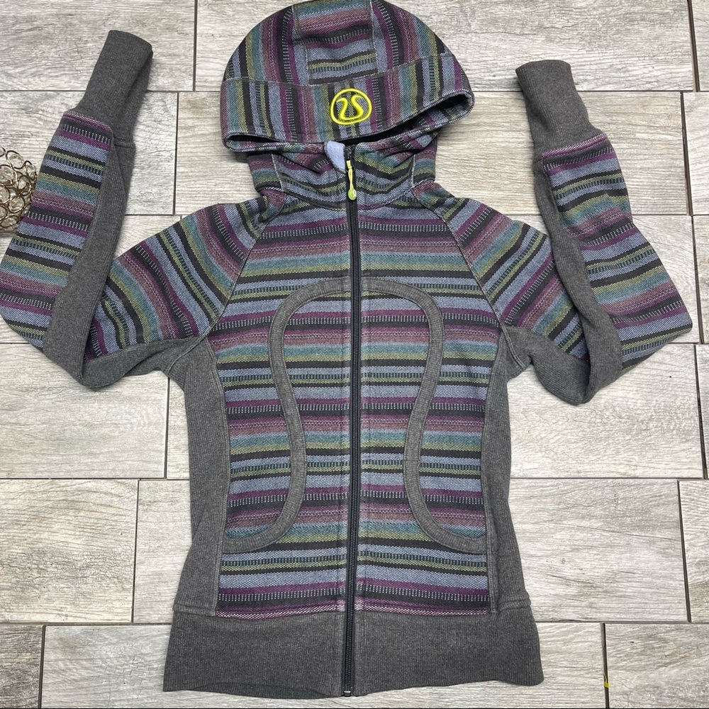 Lululemon Scuba Hoodie Poncho stripe sz 2